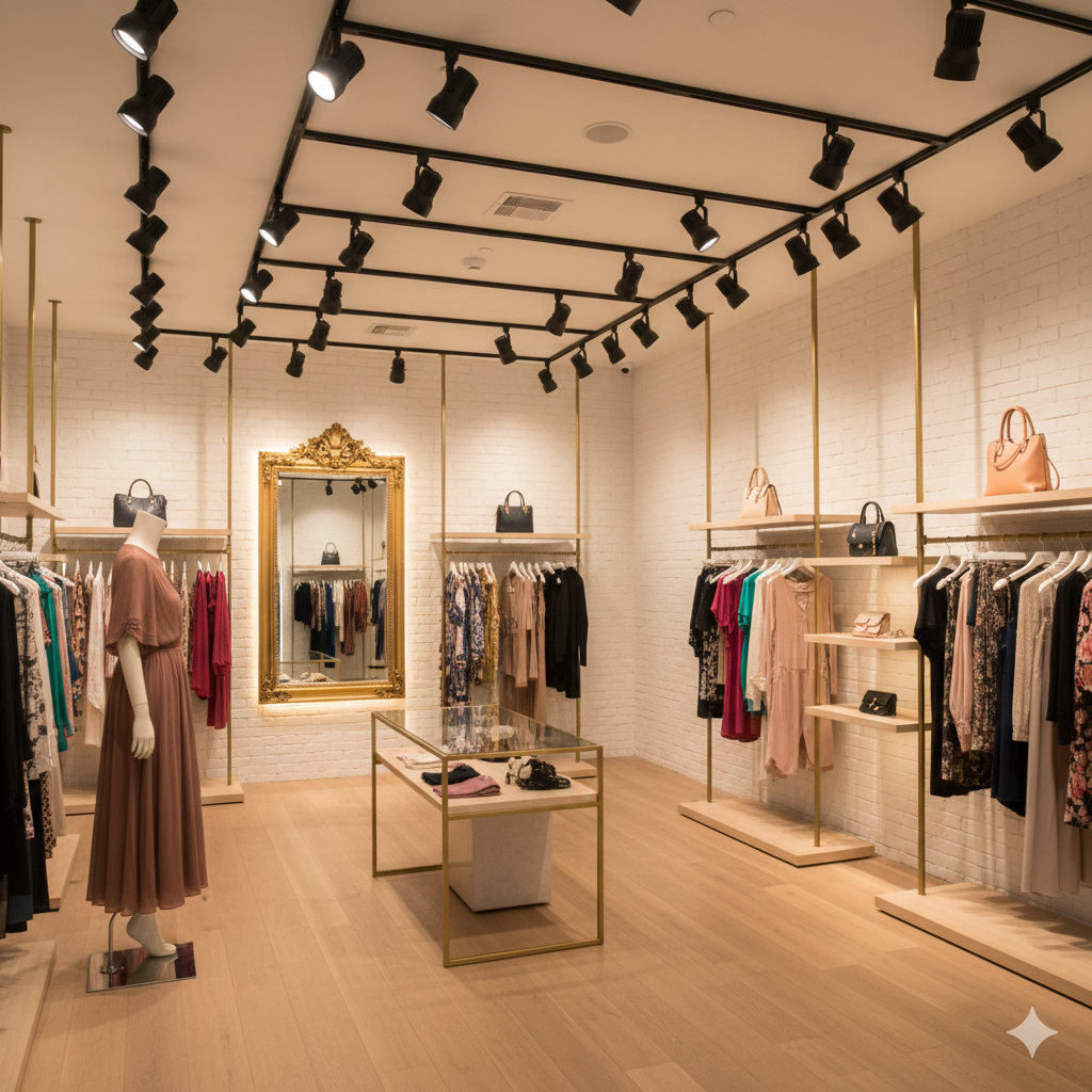 LED lighting Fort Worth retail store installation with track lighting and recessed LED fixtures